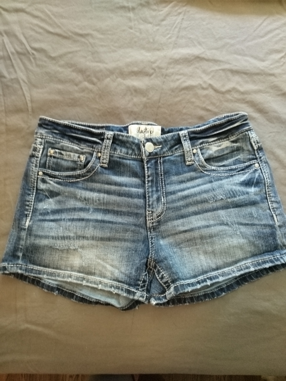 Daytrip Distressed Light Blue Denim Shorts